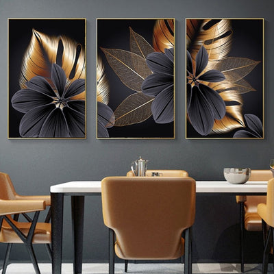 Abstract Leaf Triptych Canvas